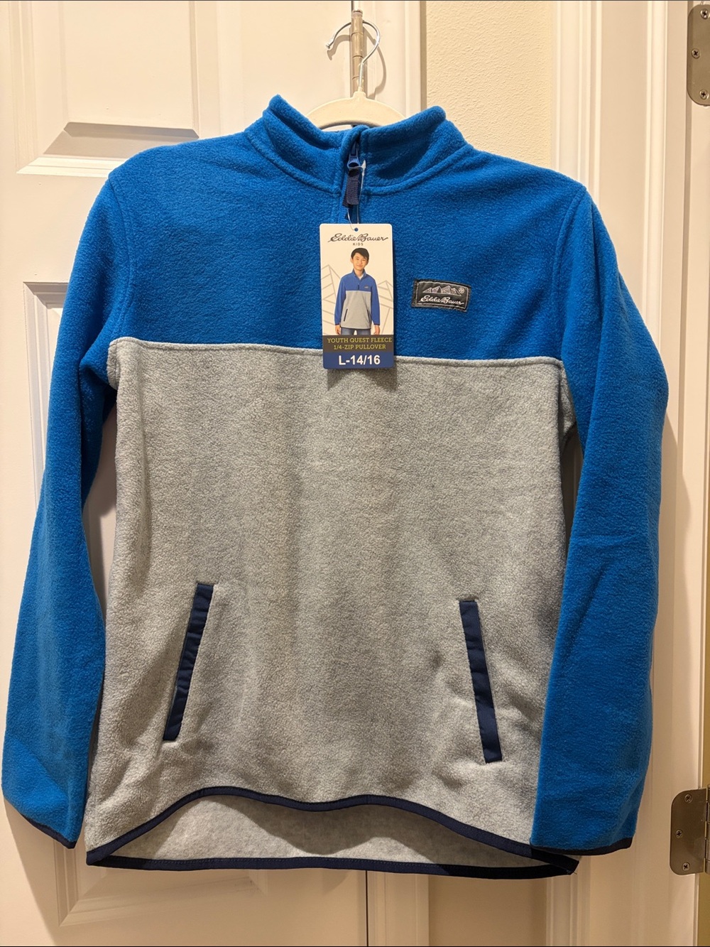 NWT NEW Eddie Bauer 1/4 Zip Quest Fleece Pullover Light Jacket Size 14/16 Boy’s